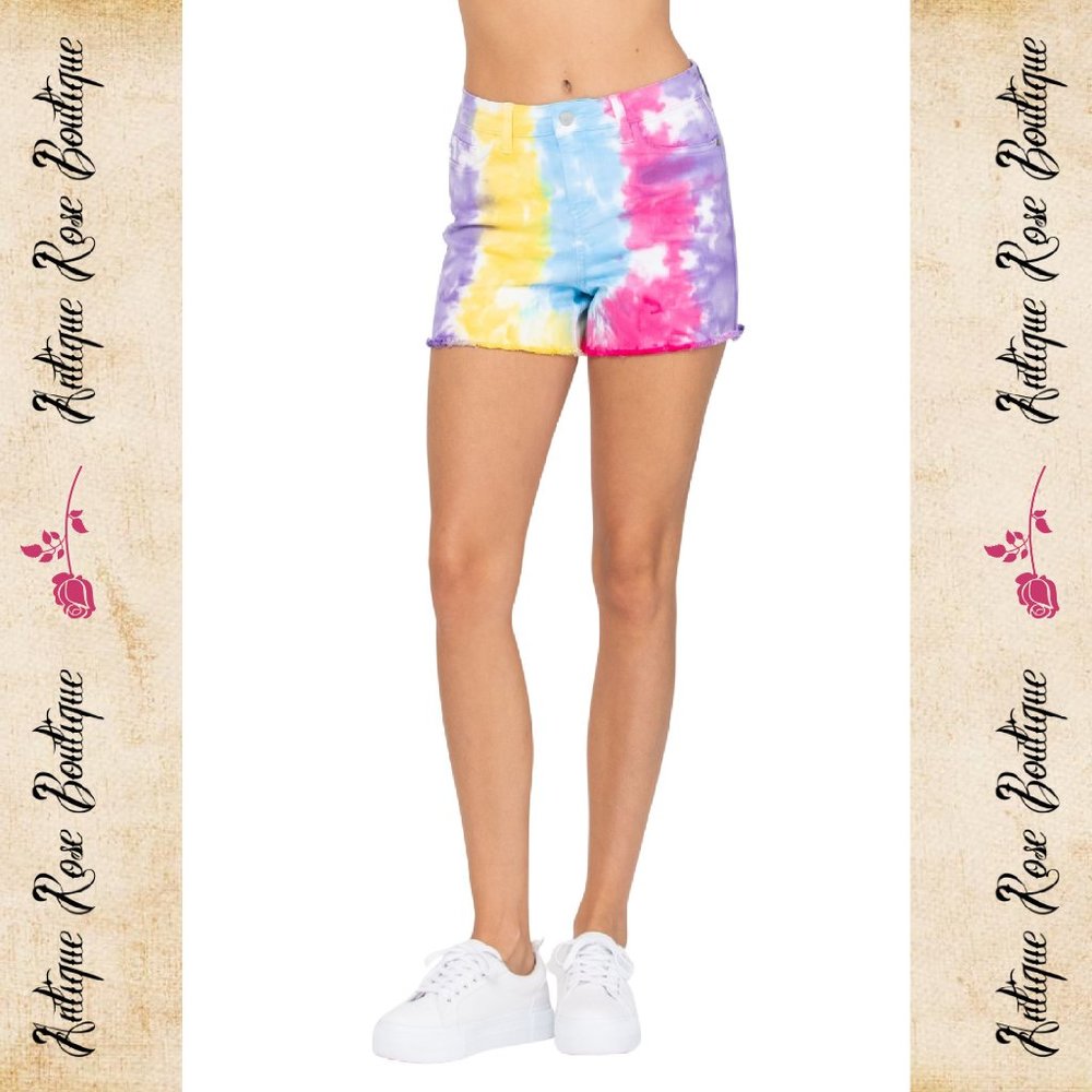 🌹 Judy Blue Snow Cone Tie Dye Cut Off High Waist